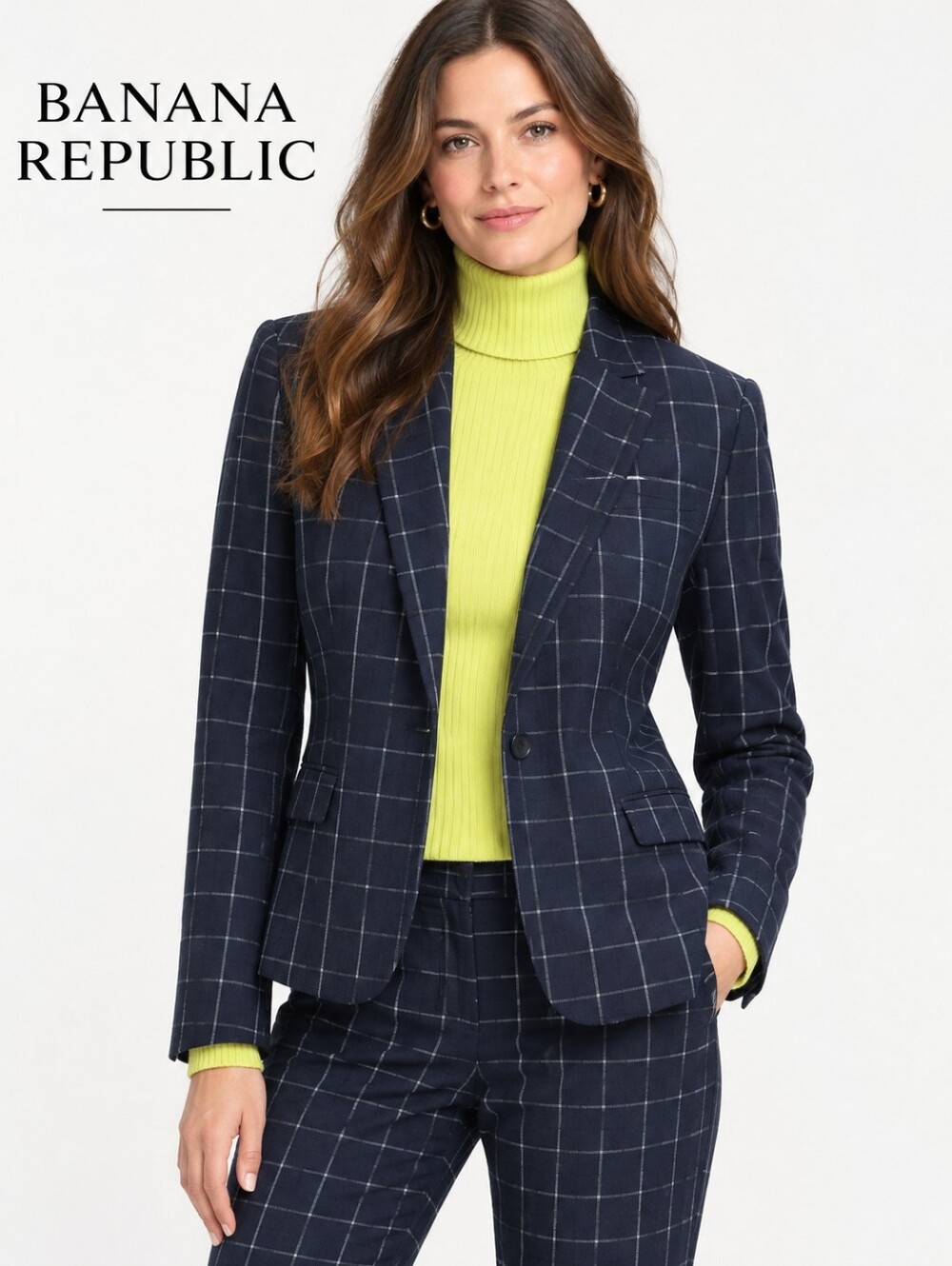 NWOT Banana Republic Classic Fit Plaid Blazer Size:4